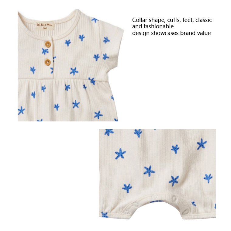 New summer baby natural organic cotton round neck front Baby Rompers short sleeved knitted printing Bamboo fiber Baby onesies