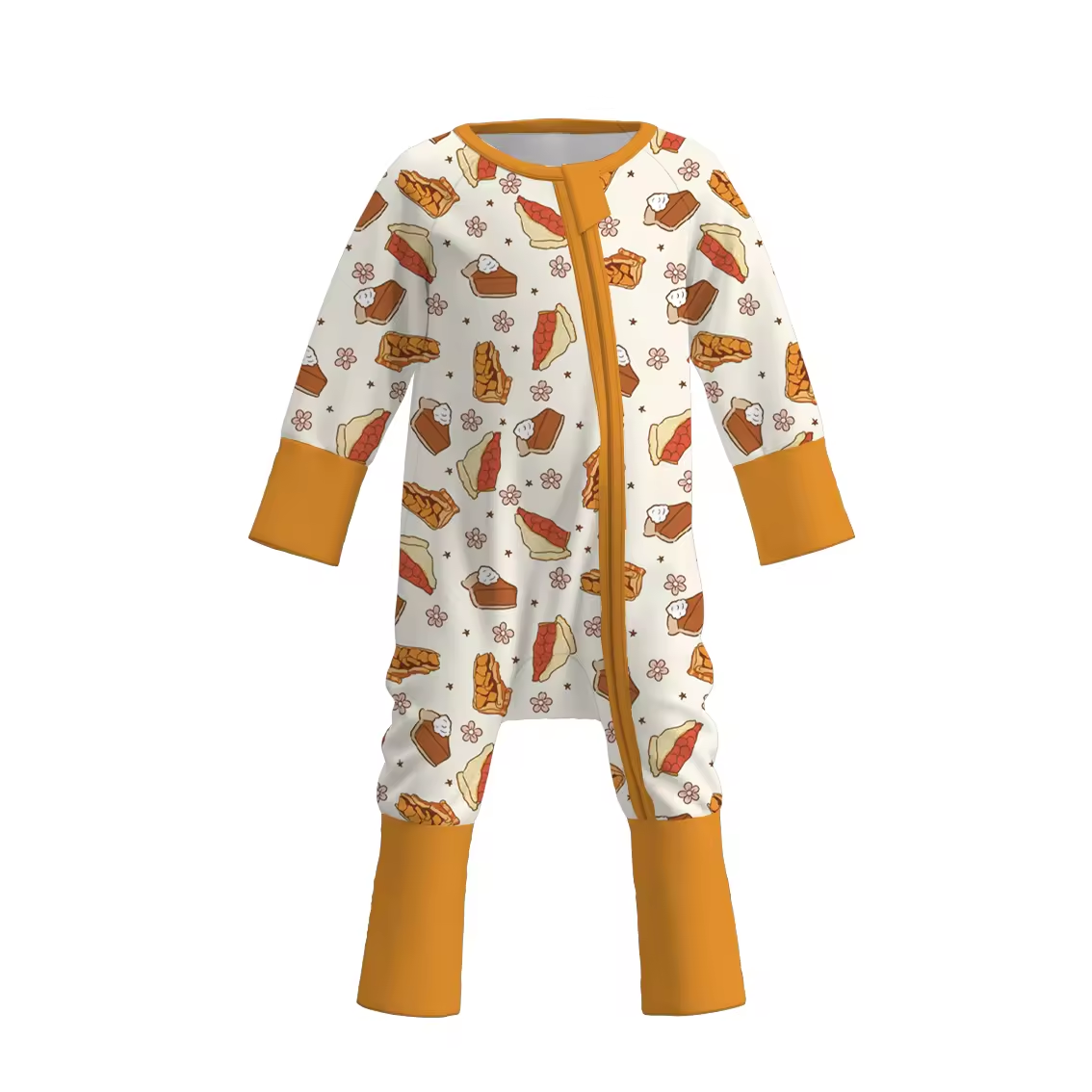 Wholesale Unisex Bamboo Clothing Zip Baby Rompers High Quality Winter Western Style Long Sleeves Printed Baby Boys Girls