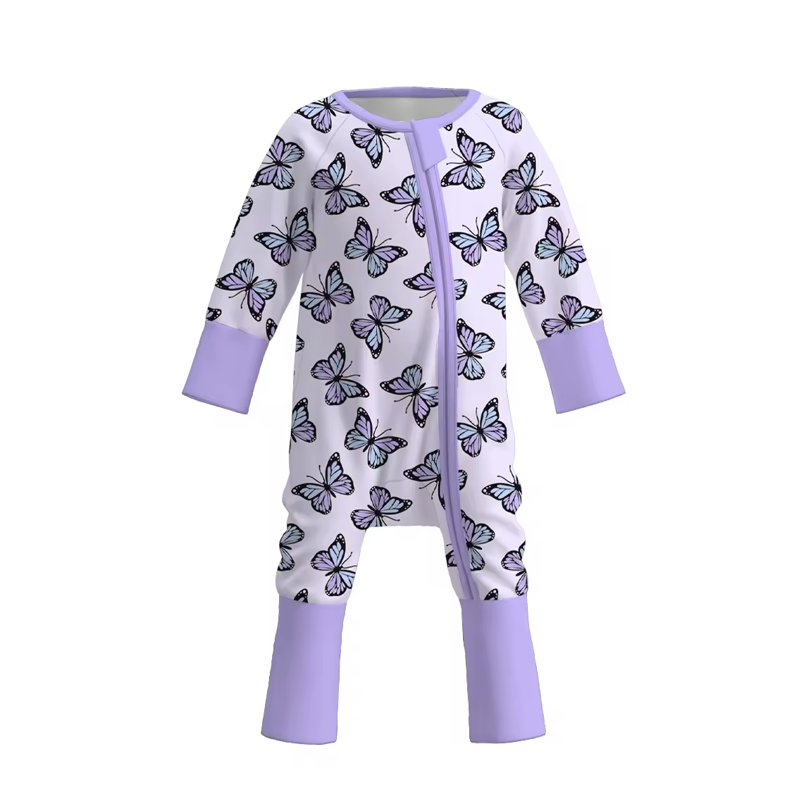 Wholesale Unisex Bamboo Clothing Zip Baby Rompers High Quality Winter Western Style Long Sleeves Printed Baby Boys Girls