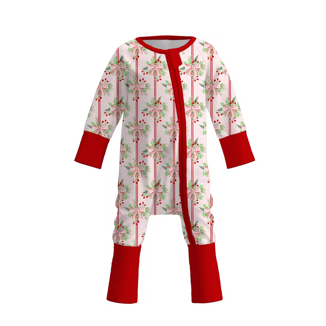 Wholesale Unisex Bamboo Clothing Zip Baby Rompers High Quality Winter Western Style Long Sleeves Printed Baby Boys Girls