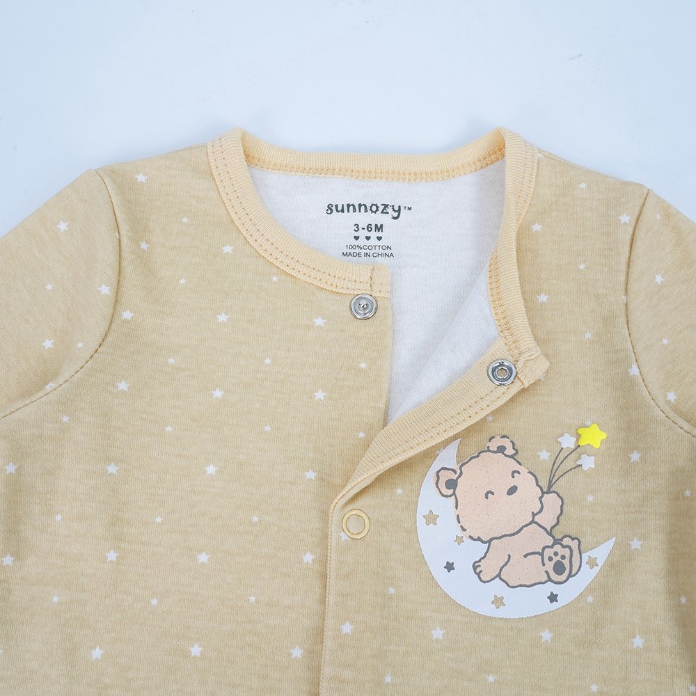 SUNNOZY 100% Cotton Baby Romper and Cap Set 2-Piece Outfit for Newborns