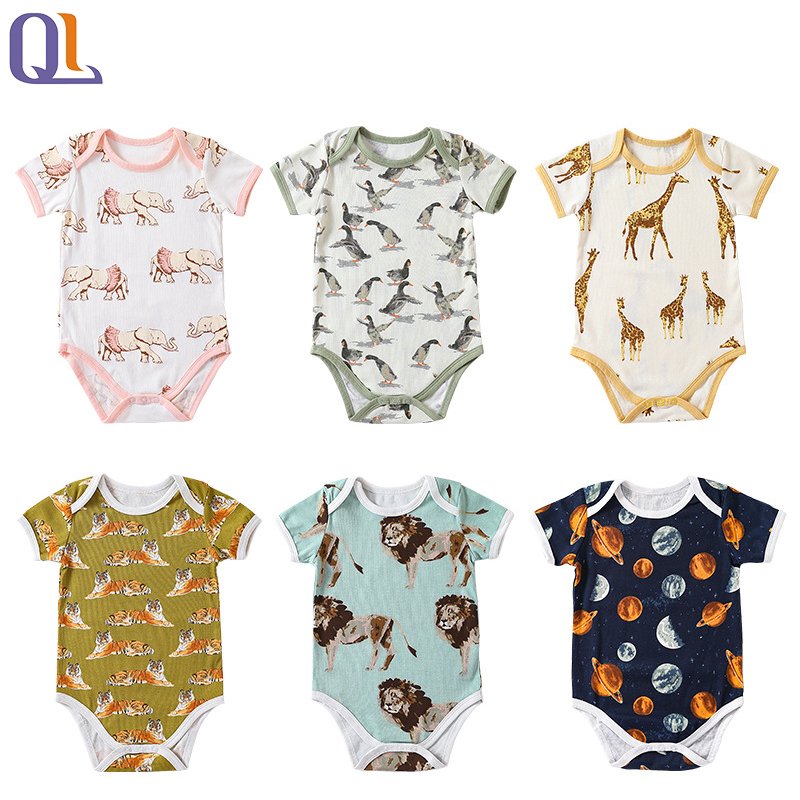 Newborn Unisex onesie Baby Boys Girls Clothes Summer Short Sleeve Baby Romper Cute Sweet Cotton Playsuit Animals Print Outfit