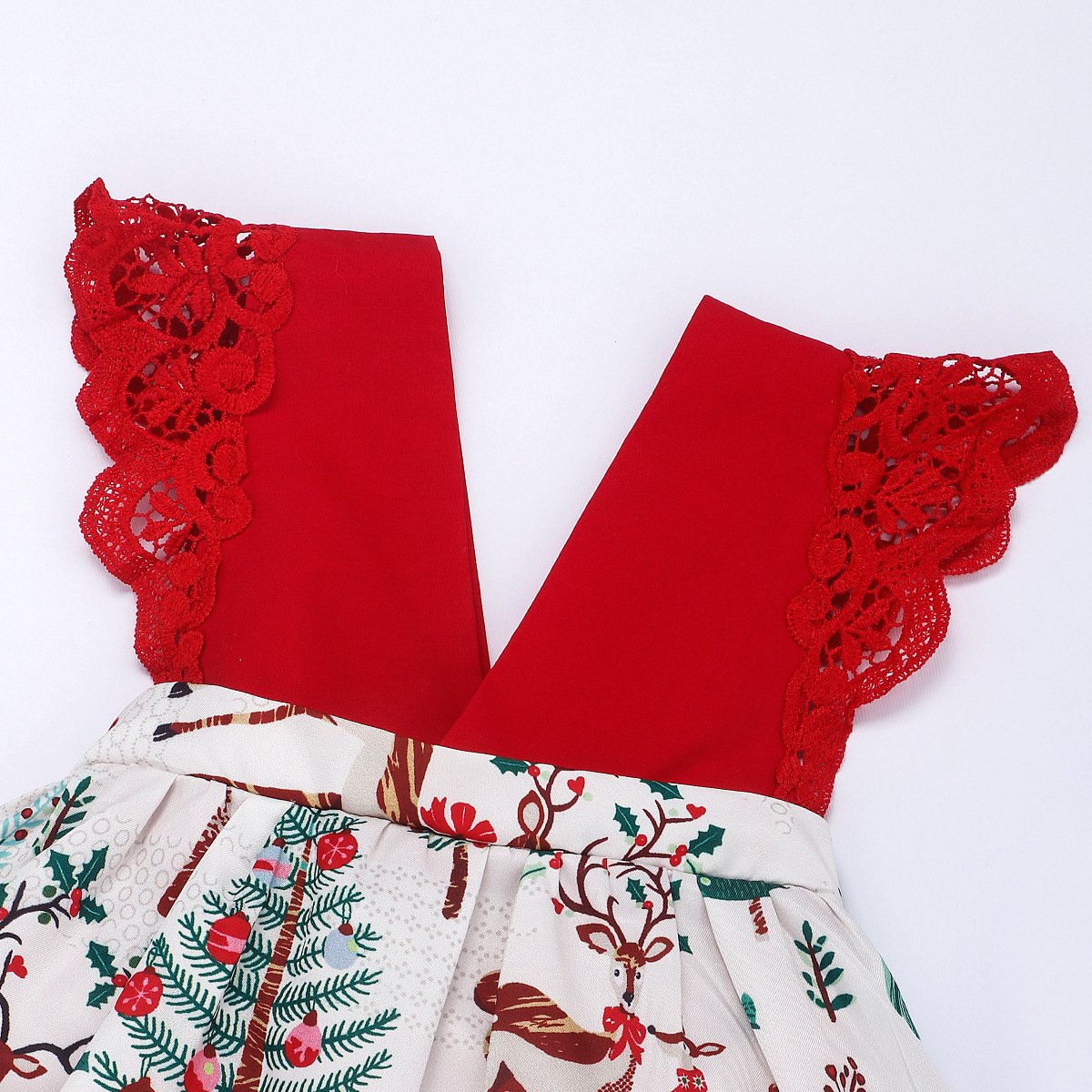 European and American style Christmas baby's bag fart jumpsuit headband children shirt lace dress romper
