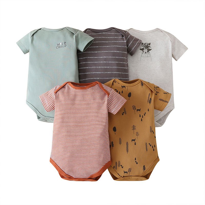 100% Cotton Plain Baby Romper Knitted Newborn Baby Clothes Short Sleeve Jumpsuit