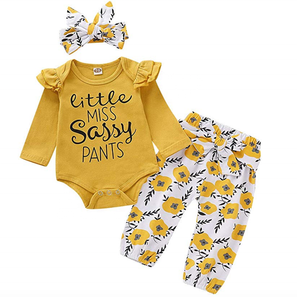Newborn Baby Girl Clothes Toddler Girl Outfits Ruffle Long Sleeve Tops Pants with Hats and Headband Fall Summer Clothes Sets
