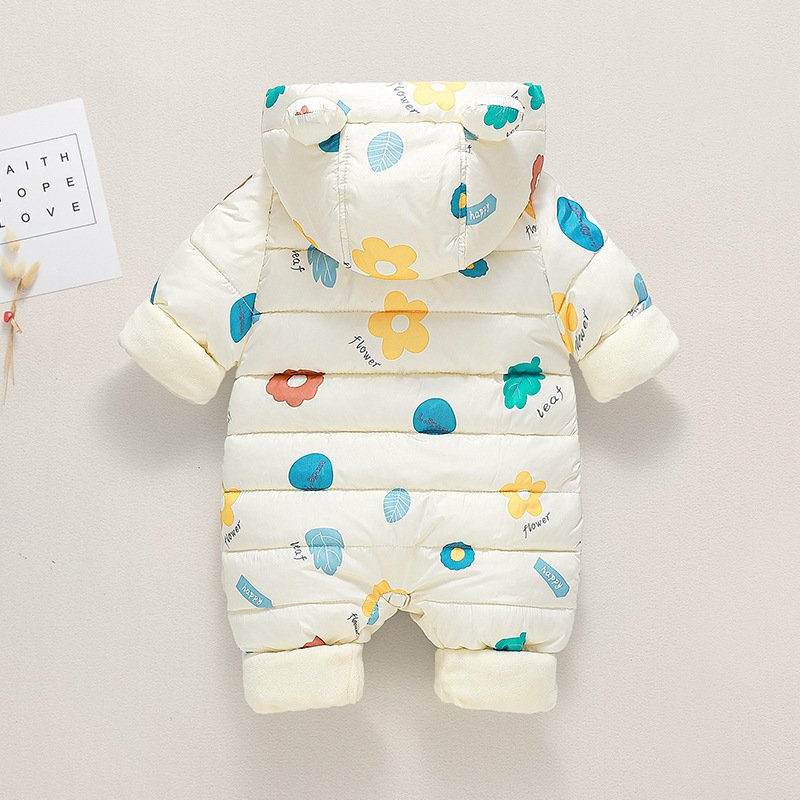 Winter Baby Romper Cartoon Hooded Infant One-pieces Toddler Jumpsuits Double Zipper Warm Kids Clothes Baby Outfit Newborn Gift