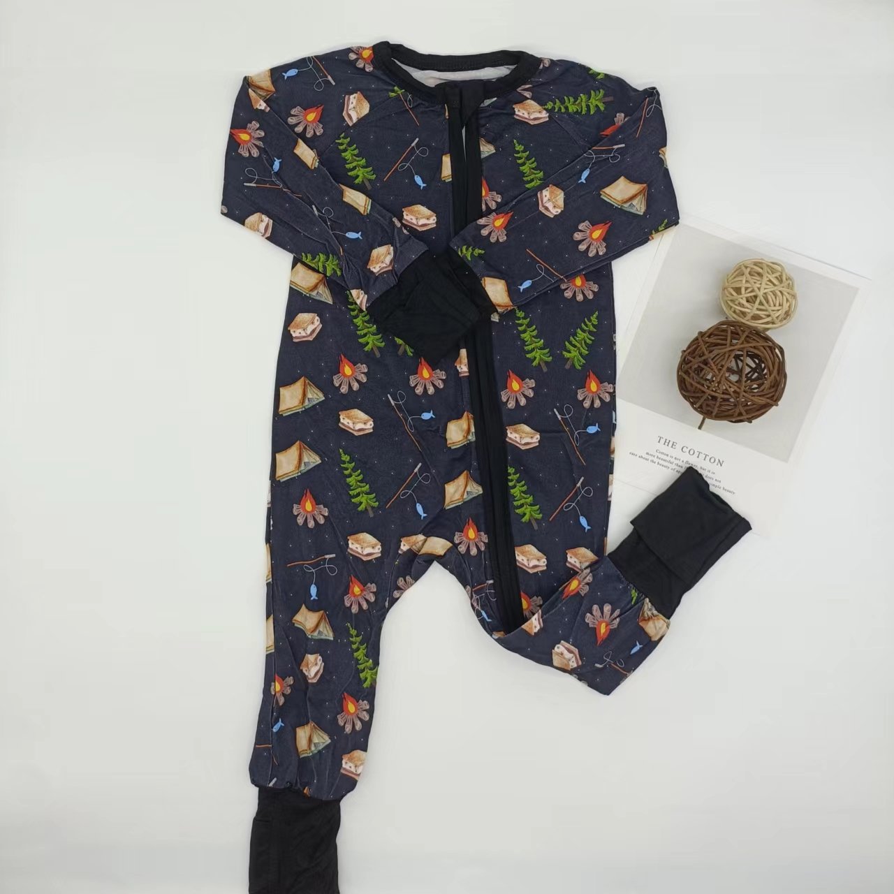 high quality cute comfortable soft bamboo cotton brand pattern double zipper customized child romper