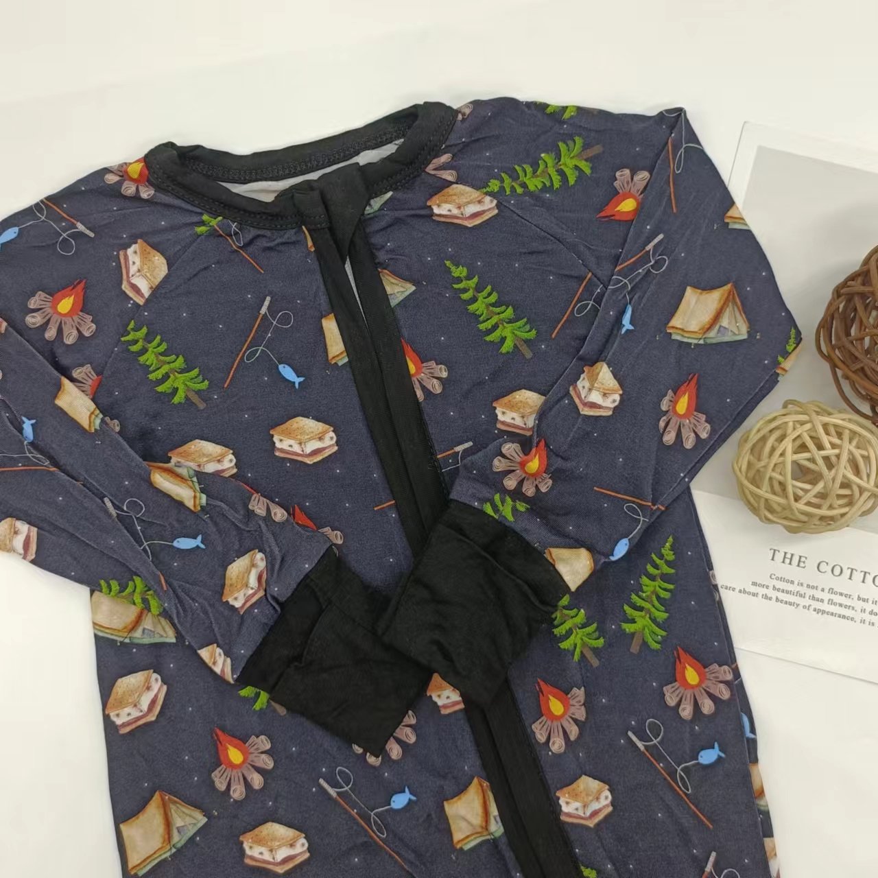 high quality cute comfortable soft bamboo cotton brand pattern double zipper customized child romper