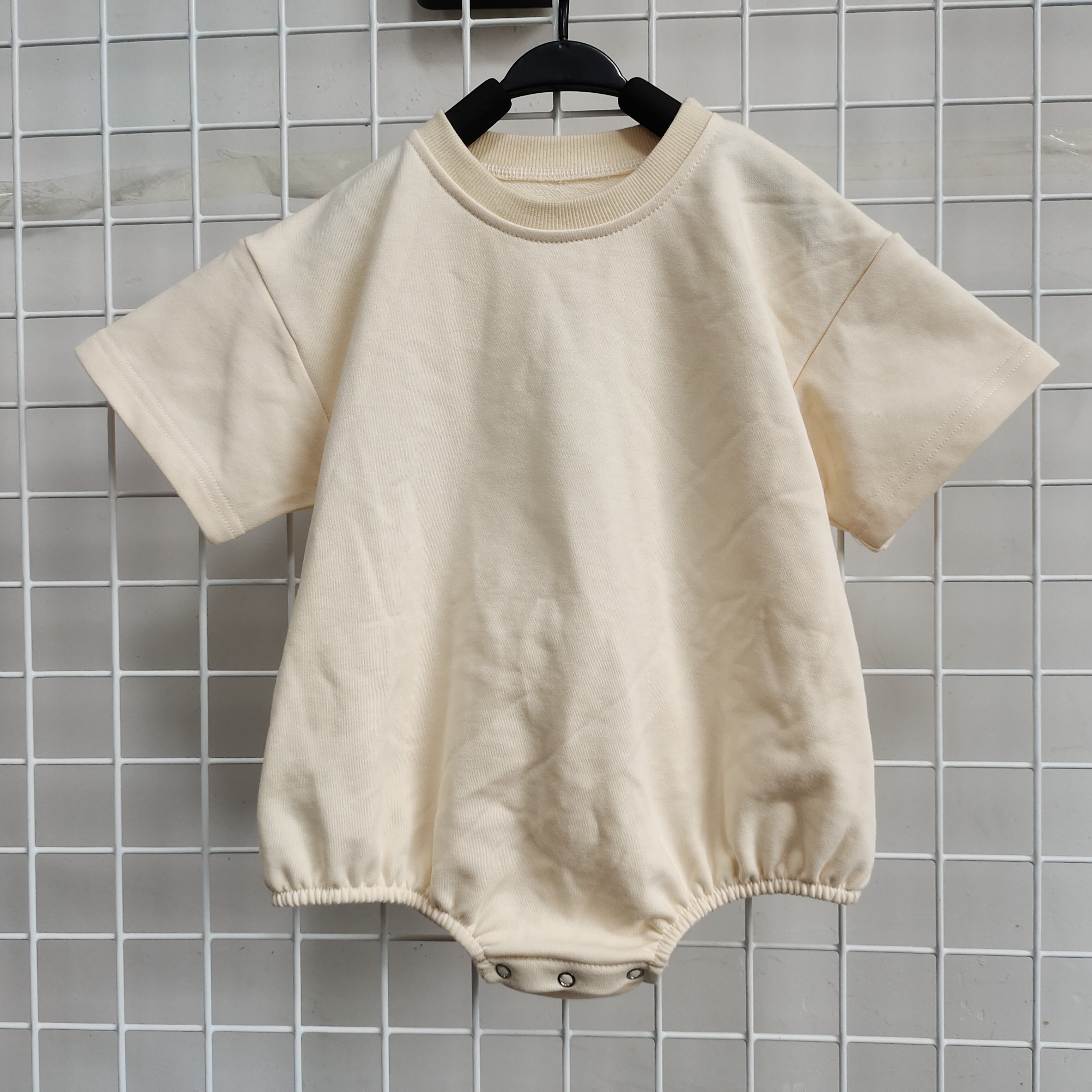 custom baby bubble romper color block cuff romper summer short sleeve baby rompers
