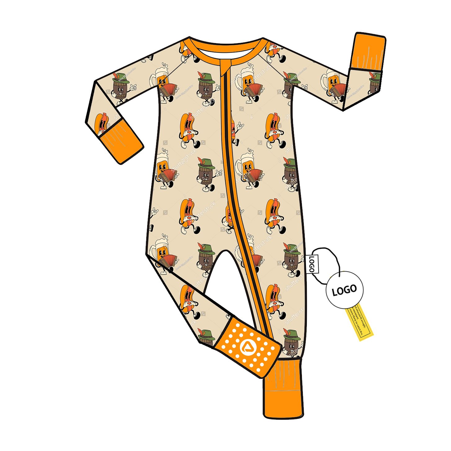 Custom Bamboo Baby Romper with Folded Feet Long Sleeve Pajamas Wholesale Low MOQ for Unisex Jumpsuit Sleeper Bodysuit