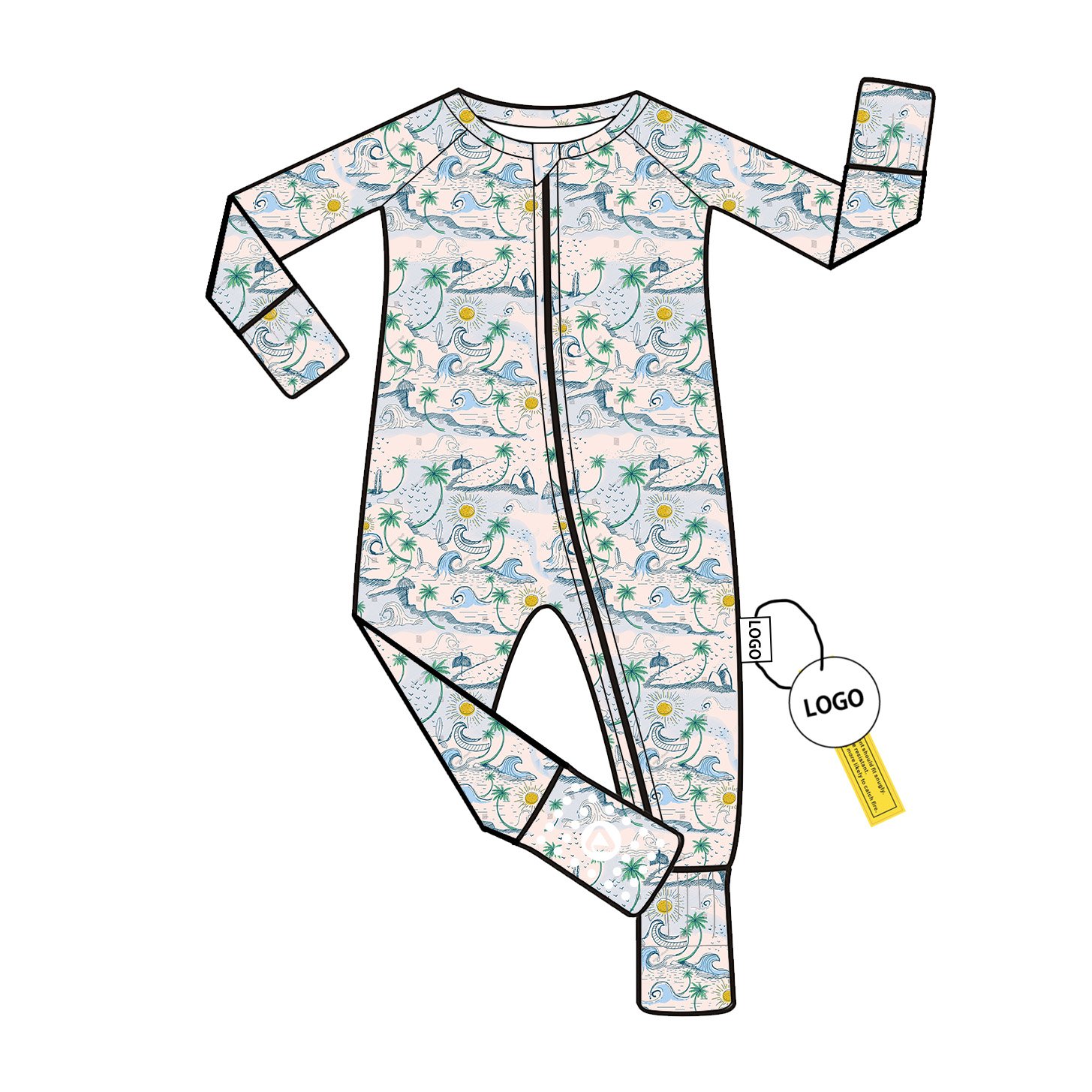 Custom Bamboo Baby Romper with Folded Feet Long Sleeve Pajamas Wholesale Low MOQ for Unisex Jumpsuit Sleeper Bodysuit