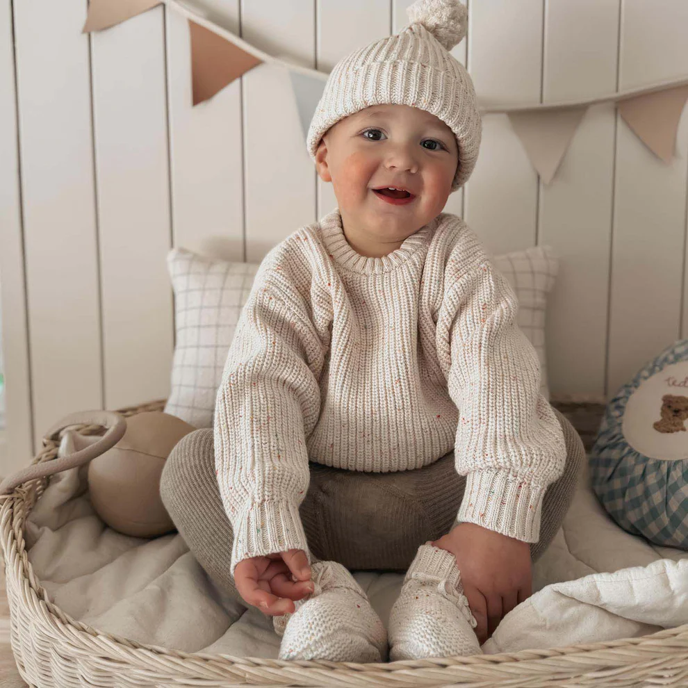 Cotton Custom Knit Long Sleeve Wholesale Baby Sweater beanie booties gift set support customize