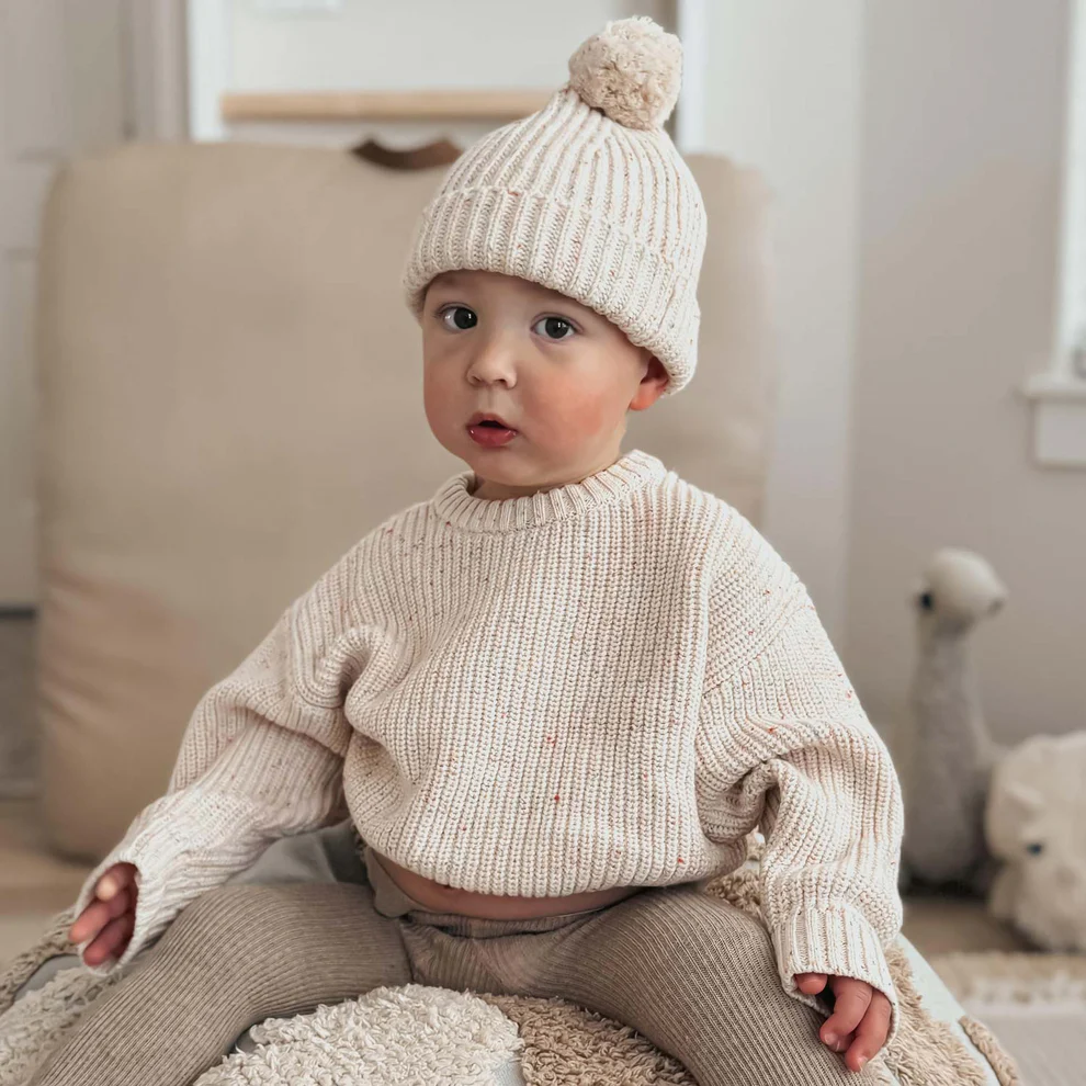 Cotton Custom Knit Long Sleeve Wholesale Baby Sweater beanie booties gift set support customize