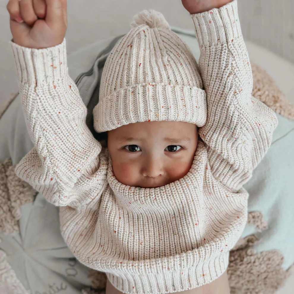 Cotton Custom Knit Long Sleeve Wholesale Baby Sweater beanie booties gift set support customize
