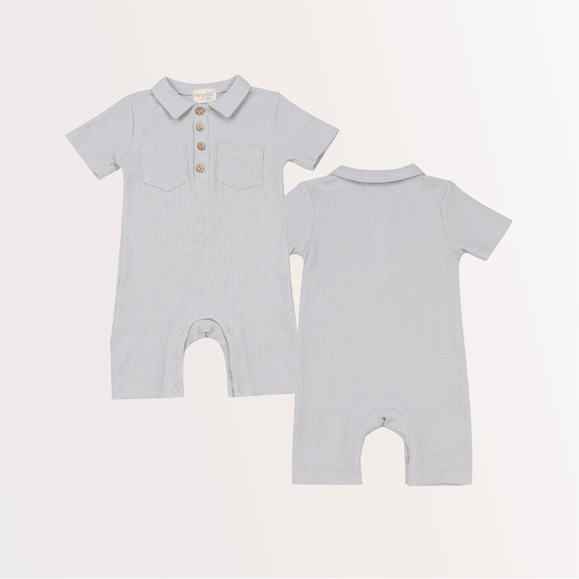 Custom Boutique Summer Cotton Baby Clothes Casual Short Sleeve Bodysuit with Pocket Newborn Waffle Baby Romper