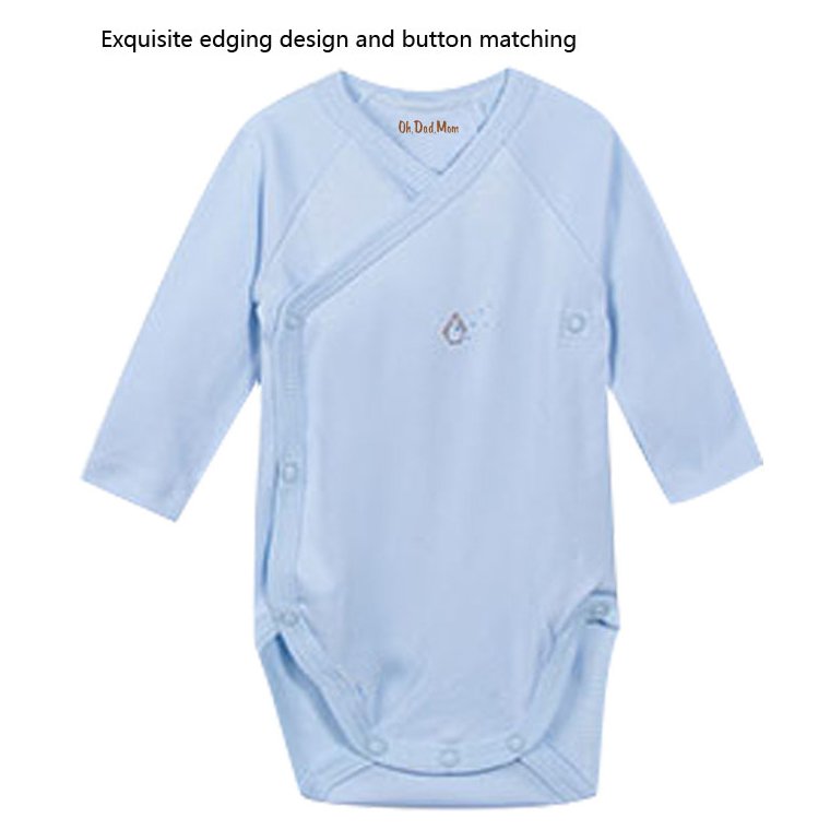 New natural organic cotton round open baby jumpsuit, Bamboo fiber long sleeved baby round neck Knitted printing Baby Rompers
