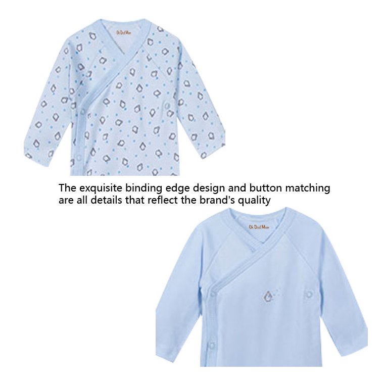 New natural organic cotton round open baby jumpsuit, Bamboo fiber long sleeved baby round neck Knitted printing Baby Rompers
