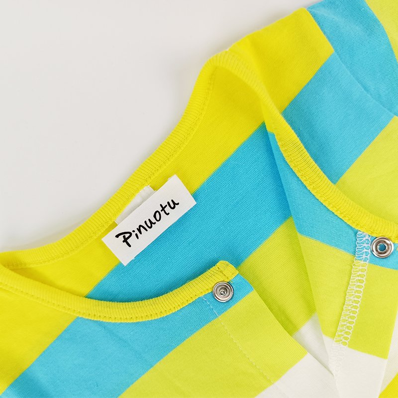 Pinuotu Baby Romper Colorful Stripe Organic Cotton Toddler Boy Girl Bodysuits Snap Buttons Children Summer Playsuits