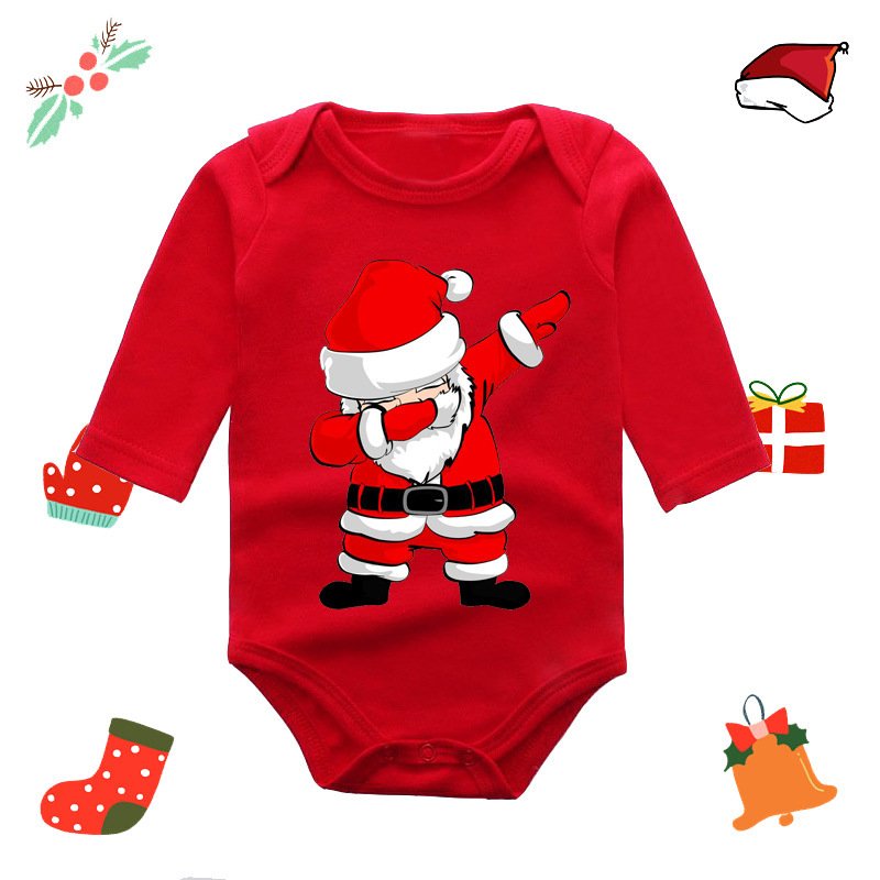 Christmas 0-12M Red Elk Baby Newborn Onesie Long Sleeve Romper Wrap Fart Clothes Babies Soft Knit Bodysuits