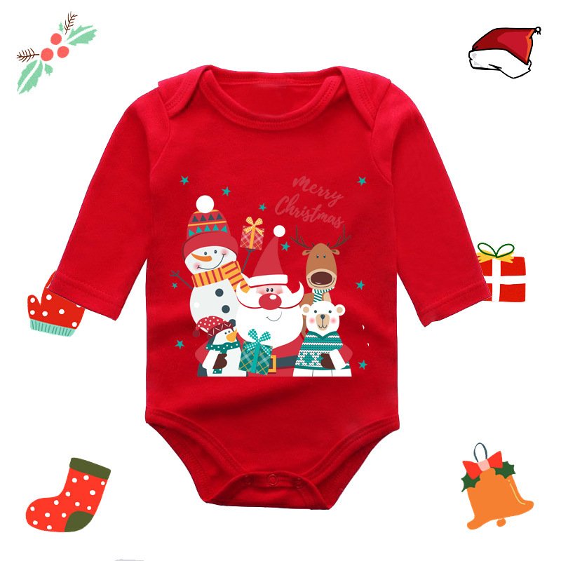 Christmas 0-12M Red Elk Baby Newborn Onesie Long Sleeve Romper Wrap Fart Clothes Babies Soft Knit Bodysuits
