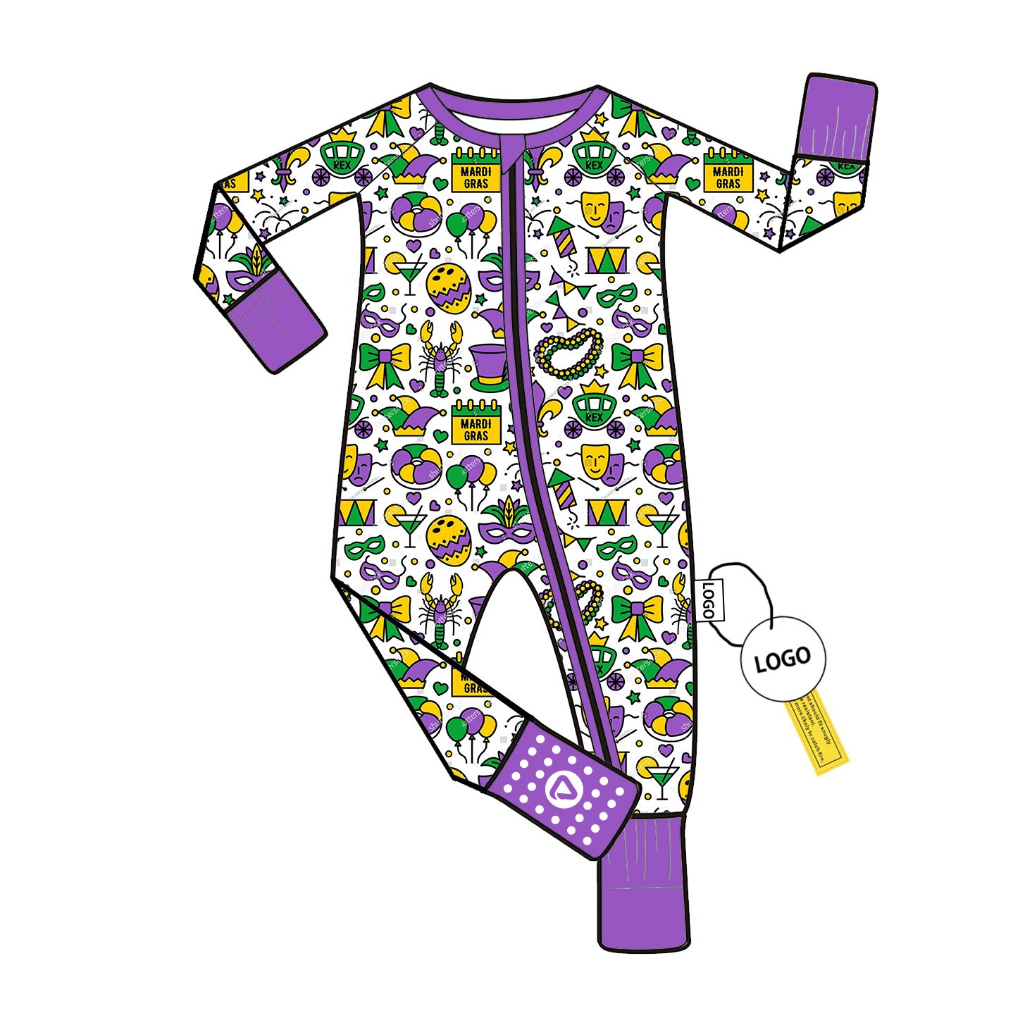 Bamboo Fiber Baby Romper with Double Zipper Long Sleeve Pajamas Custom Wholesale Low MOQ for Infants Jumpsuit Bodysuit
