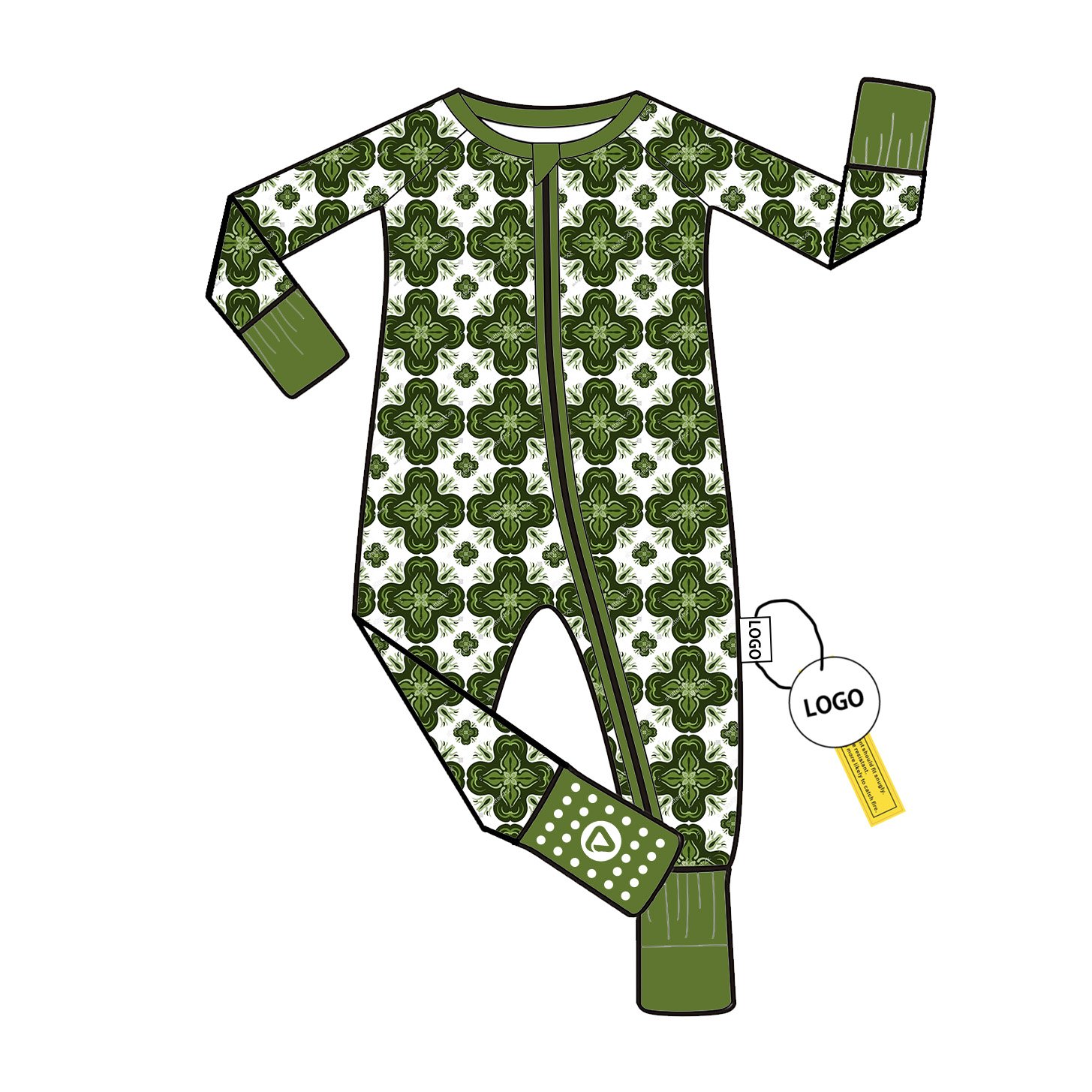 Bamboo Fiber Baby Romper with Double Zipper Long Sleeve Pajamas Custom Wholesale Low MOQ for Infants Jumpsuit Bodysuit