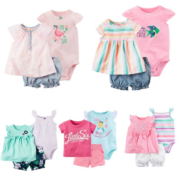 summer 100%cotton baby short sleeve romper and skirts with short pants