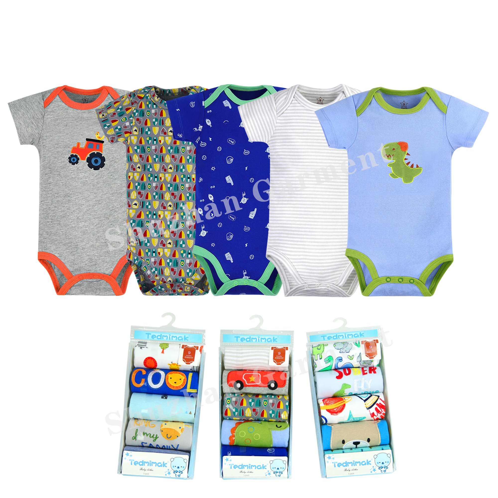 Baby Rompers 5pcs Set cottonRomper Bodysuits Toddler Clothing Newborn Short Sleeve onesies baby clothes summer