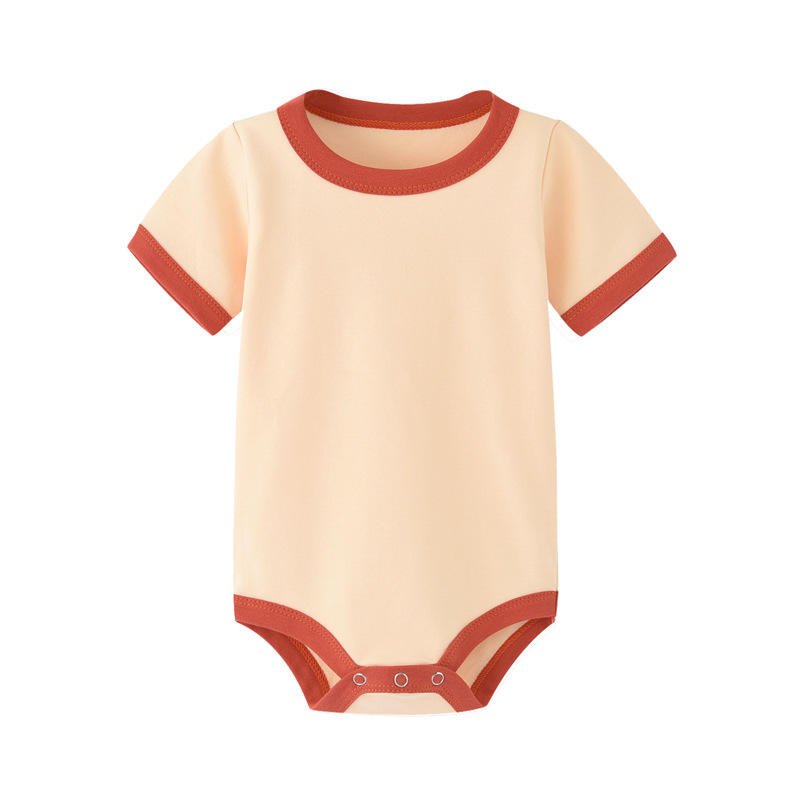 Wholesale Custom 100% Cotton Fiber Baby Onesie Siamese Baby Romper Short Sleeve Newborn Tights