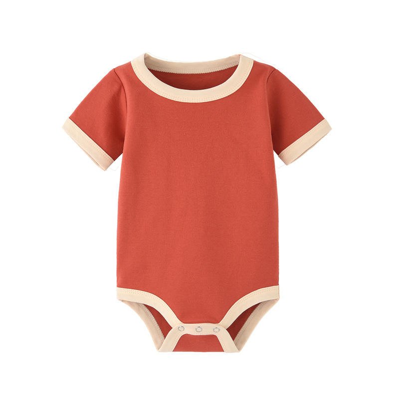 Wholesale Custom 100% Cotton Fiber Baby Onesie Siamese Baby Romper Short Sleeve Newborn Tights