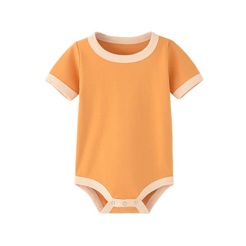 Wholesale Custom 100% Cotton Fiber Baby Onesie Siamese Baby Romper Short Sleeve Newborn Tights