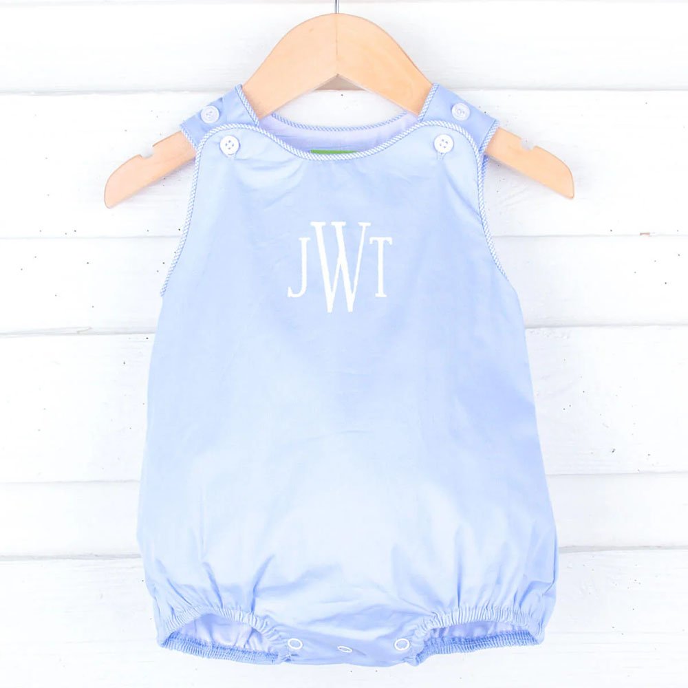Blue Gingham baby rompers Embroidered baby rompers Summer baby rompers