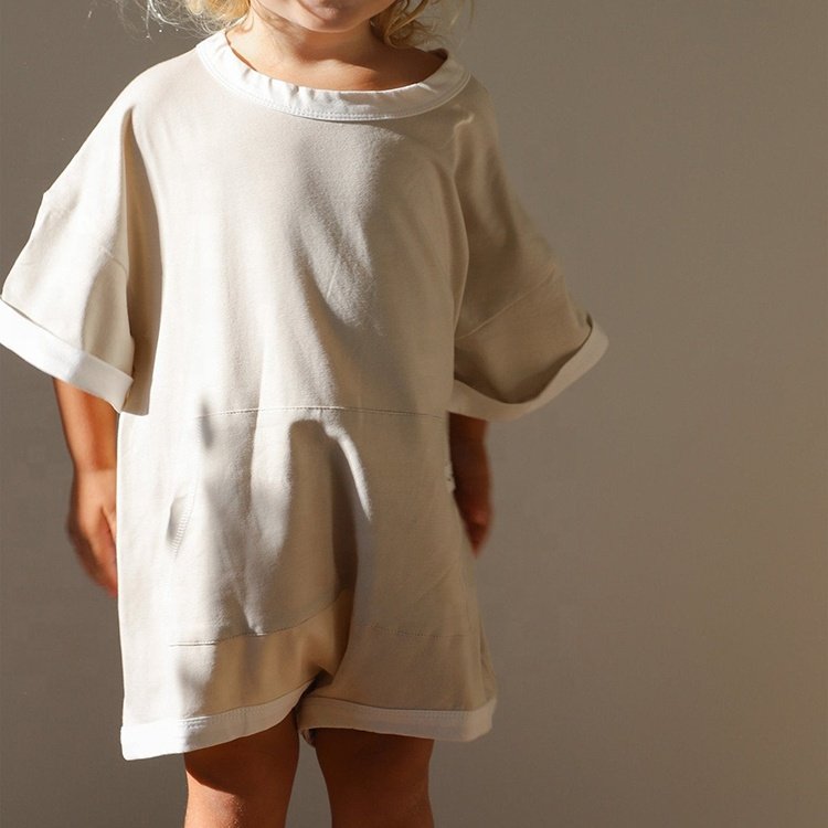Knitted Unisex Customized Casual Oversized Fit Half Sleeve Plain Baby T-SHIRT ROMPERS