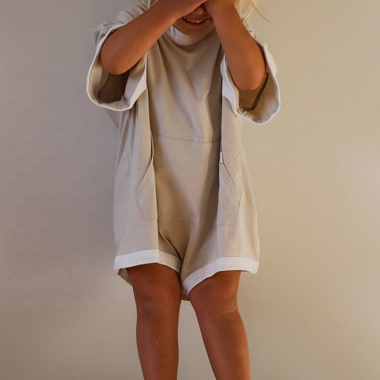 Knitted Unisex Customized Casual Oversized Fit Half Sleeve Plain Baby T-SHIRT ROMPERS