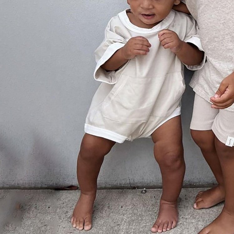 Knitted Unisex Customized Casual Oversized Fit Half Sleeve Plain Baby T-SHIRT ROMPERS
