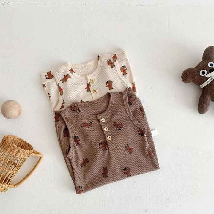 customized wholesales Baby Footie Romper Plain Baby Organic Cotton Baby Pajamas Clothes Design Customized Newborn Sleeveless