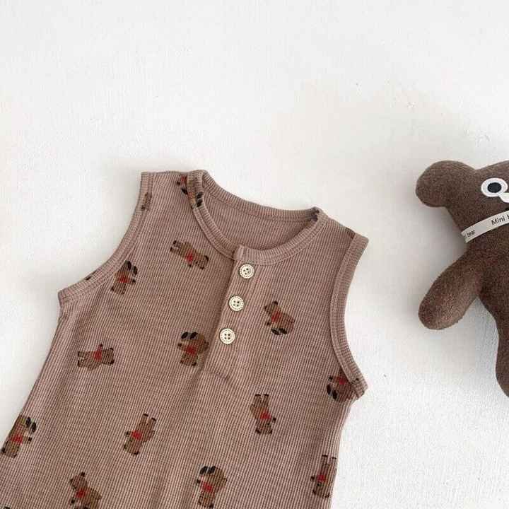 customized wholesales Baby Footie Romper Plain Baby Organic Cotton Baby Pajamas Clothes Design Customized Newborn Sleeveless