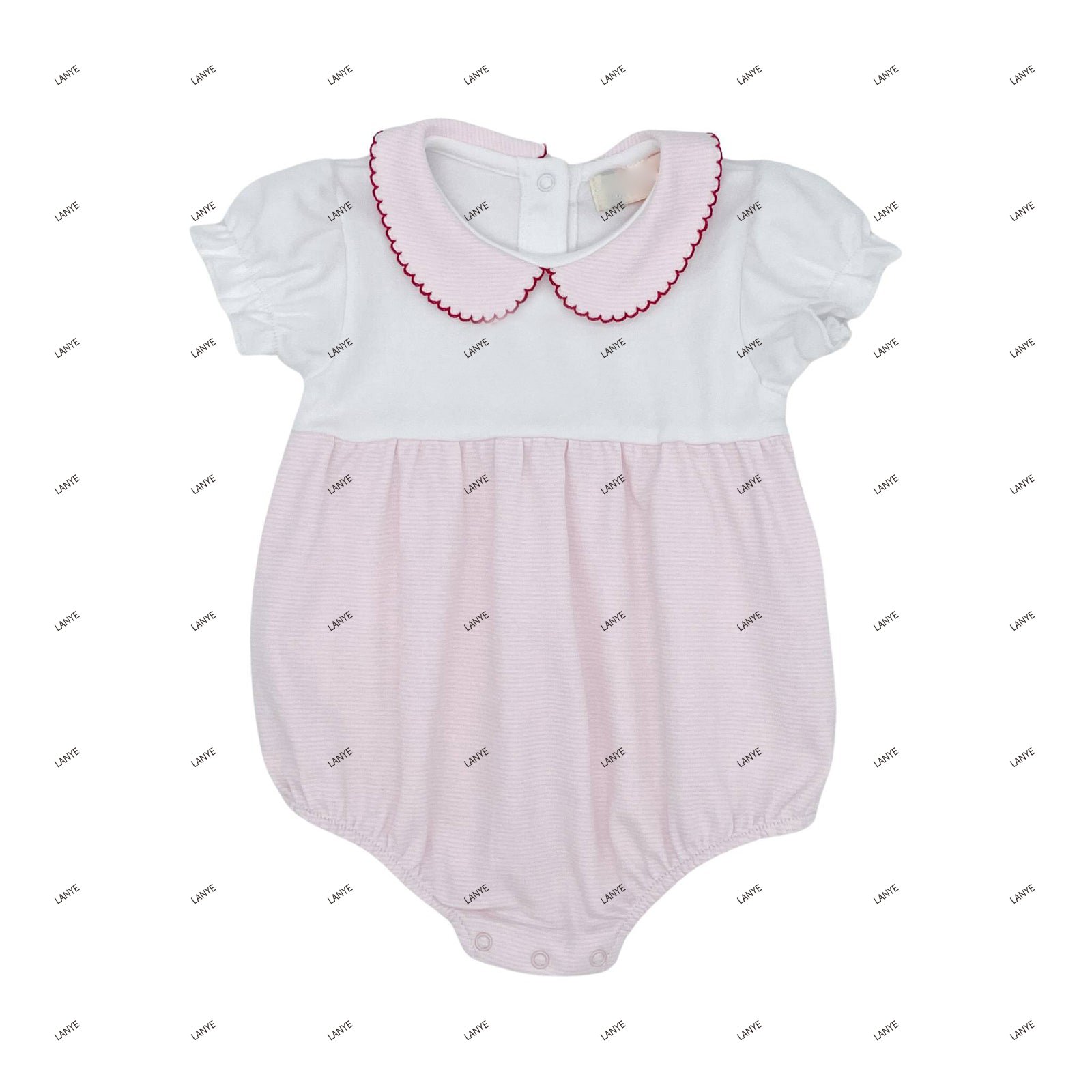 Lanye newborn bodysuit cotton stripe blank ruffle baby girls and boys bubble romper