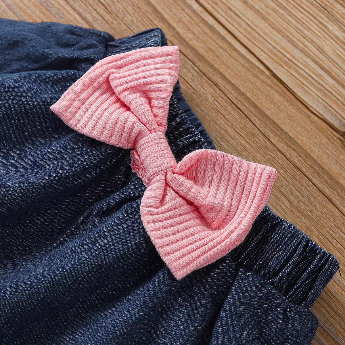 Hot sale Infant Baby Girls Summer Pink Dots Lace Romper+Layered Denim Skirts Newborn Sets Clothes