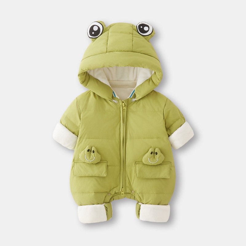 Thick And Warm Long Sleeved Cotton Hooded Jumpsuit Romper Climbing Suit For Baby Clothes 0-12 Months