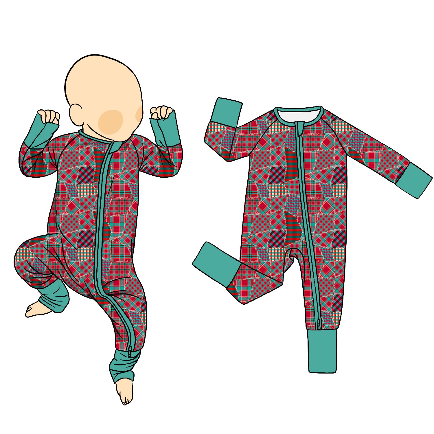 Wholesale Customization Autumn Winter Warm Floral Long-Sleeved Zipper Zippy Bamboo Fabric Baby Rompers