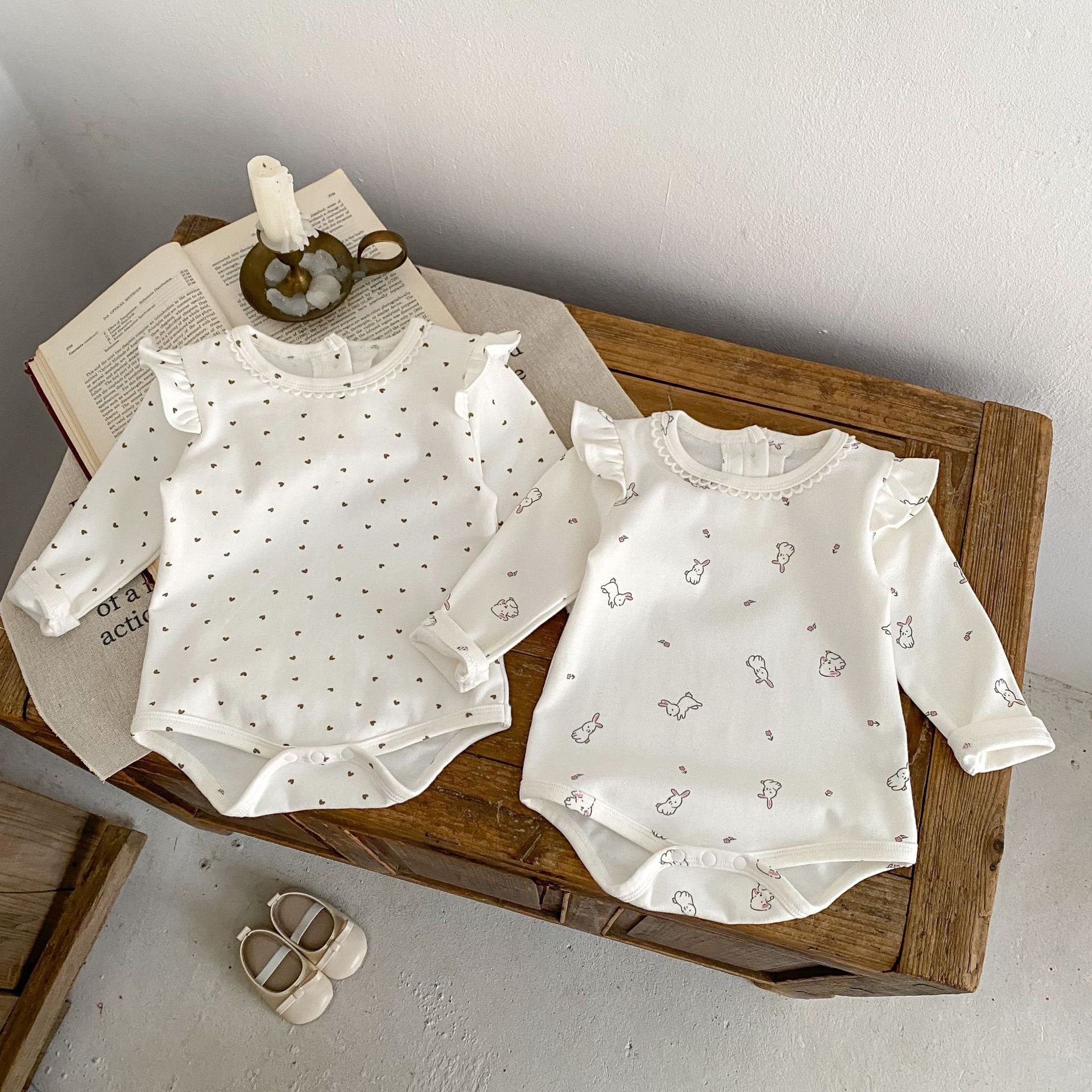 Autumn Kids Girls Cotton Romper Infant Printed Long Sleeves Jumpsuit Newborn Baby Clothes Pullover Romper