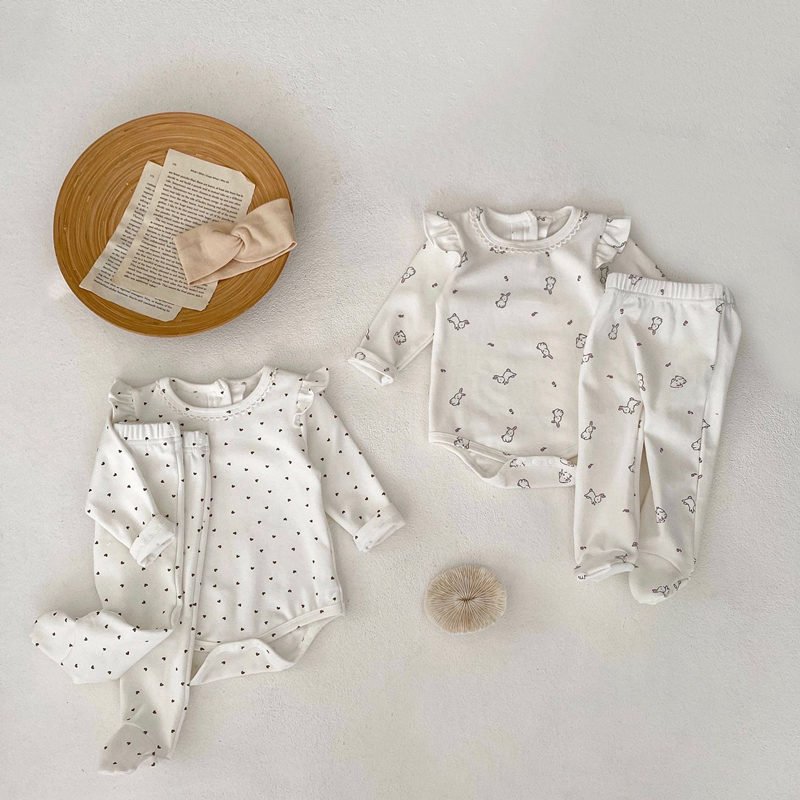 Autumn Kids Girls Cotton Romper Infant Printed Long Sleeves Jumpsuit Newborn Baby Clothes Pullover Romper