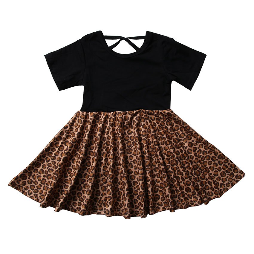 Summer Beautiful Casual kids Little Girls print milk silk clothes dress toddler clothing baby girls short sleeve dress