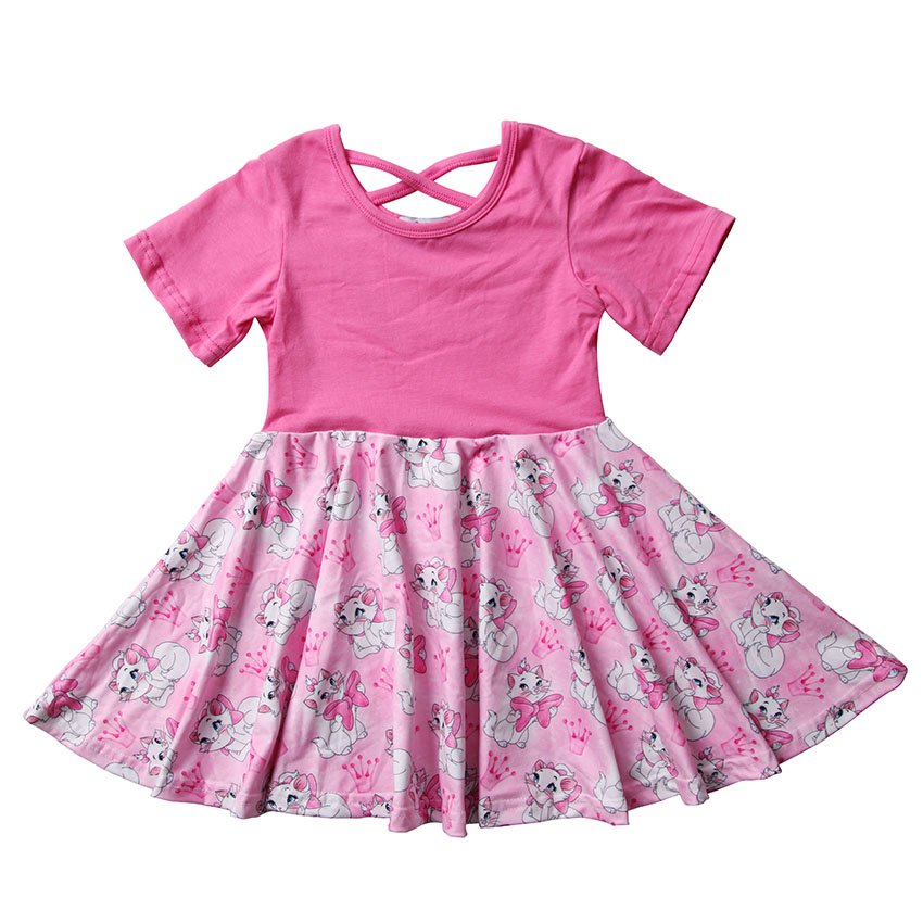 Summer Beautiful Casual kids Little Girls print milk silk clothes dress toddler clothing baby girls short sleeve dress