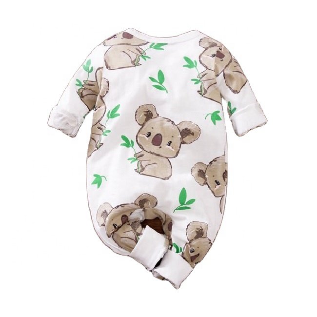 Koala bear print baby jumpsuit Baby Rompers 100% Cotton Long Sleeve Infant Newborn clothes kids one piece sleepwear