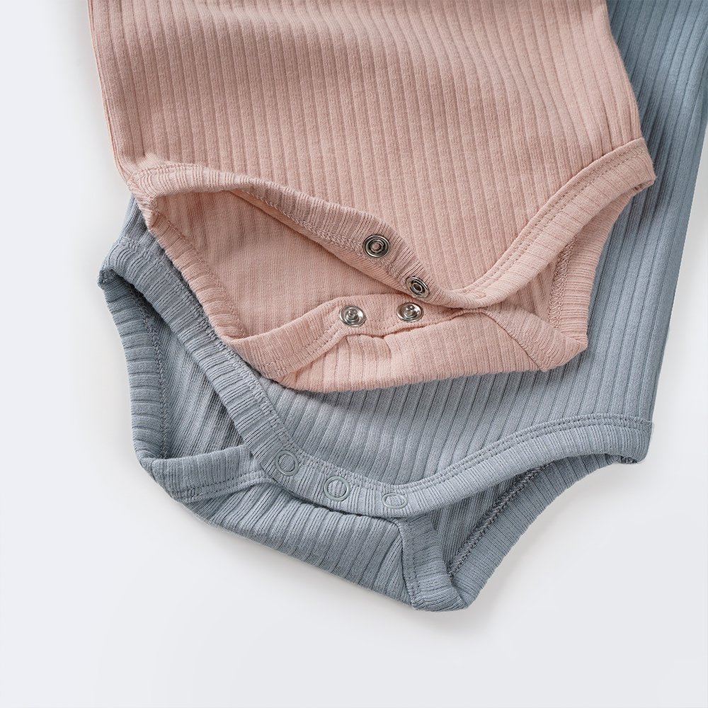 Wholesale Short Sleeve Knit Ribbed Custom Plain Cotton 13 Colors White Newborn Onesies Baby Rompers