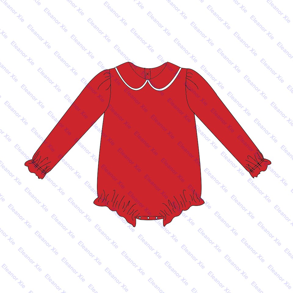 Wholesale plain knit cotton baby clothes romper babies peter pan collar long sleeve toddler girls bubble rompers