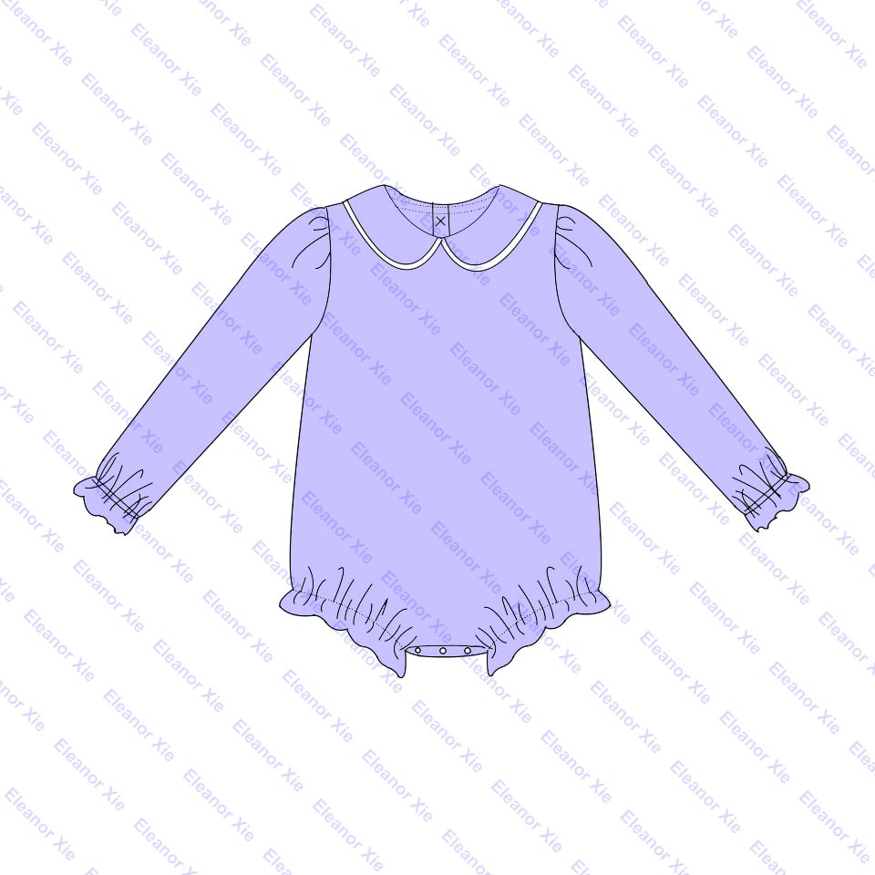 Wholesale plain knit cotton baby clothes romper babies peter pan collar long sleeve toddler girls bubble rompers