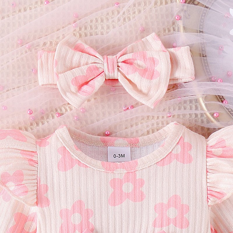 New Baby Long Sleeve Romper Cotton Infant Baby Clothes Floral Printed Romper Dresses for Toddler Girls Fall Clothes